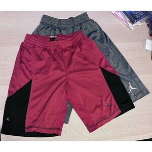 2 Pairs Nike Air Jordan #23 Athletic Basketball Shorts Youth Boys L Red Gray